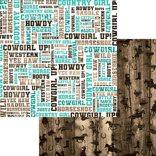 Cowgirls Collection Cowgirl Up 12 x 12 Double-Sided Scrapbook Paper - 15 Pack