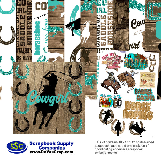 Cowgirl 12 x 12 Scrapbook Paper Pack & Embellishment Kit - 3 Kits