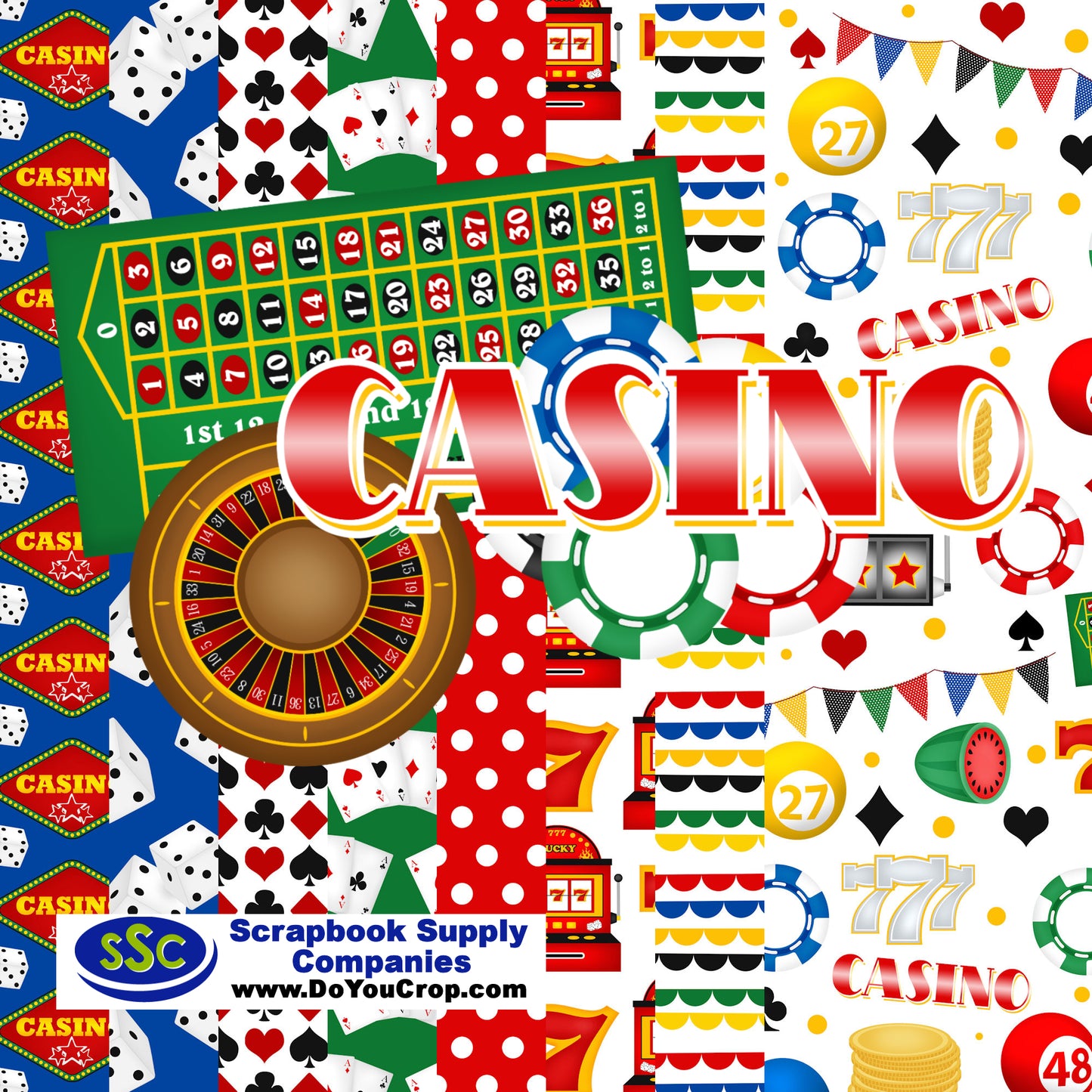 Casino 12 x 12 Scrapbook Paper Pack & Embellishment Kit - 3 Kits