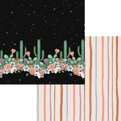 Gaynor Carradice's Desert Dreams Collection Cactus Stripes 12 x 12 Double-Sided Scrapbook Paper - 15 Pack