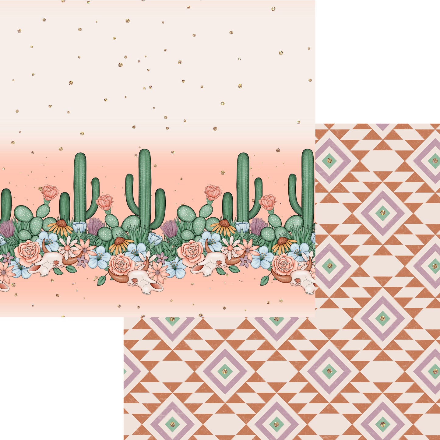 Gaynor Carradice's Desert Dreams Collection Cactus Dreams 12 x 12 Double-Sided Scrapbook Paper - 15 Pack