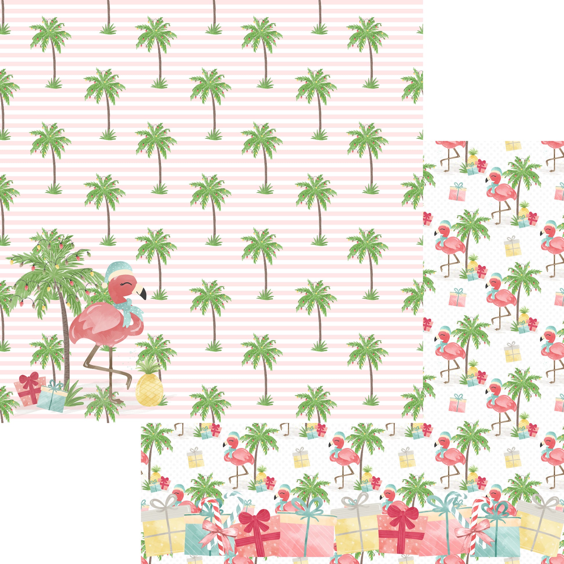 Flamingo Christmas Collection Flamingo Fun 12 x 12 Double-Sided Scrapbook Paper - 15 Pack