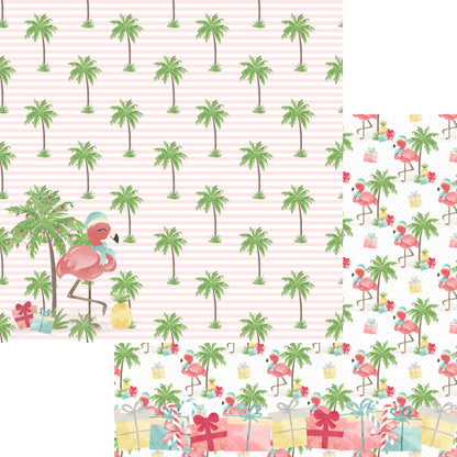 Flamingo Christmas Collection Flamingo Fun 12 x 12 Double-Sided Scrapbook Paper - 15 Pack