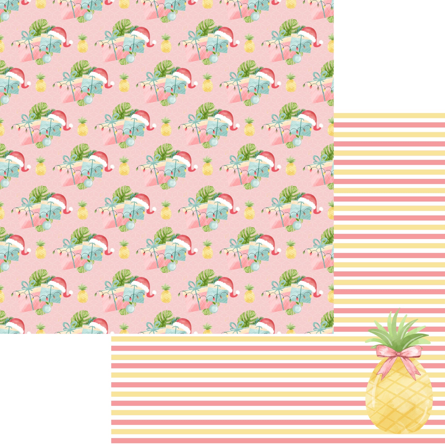 Flamingo Christmas Collection Pineapple Delight 12 x 12 Double-Sided Scrapbook Paper - 15 Pack