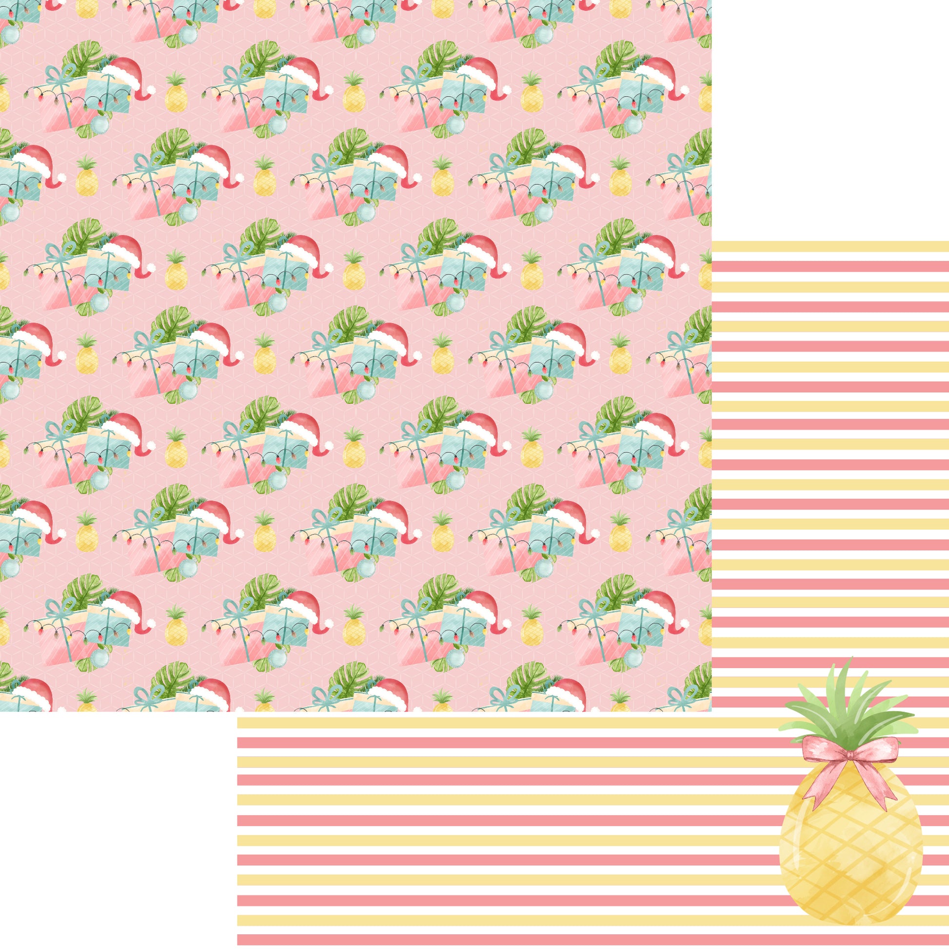 Flamingo Christmas Collection Pineapple Delight 12 x 12 Double-Sided Scrapbook Paper - 15 Pack