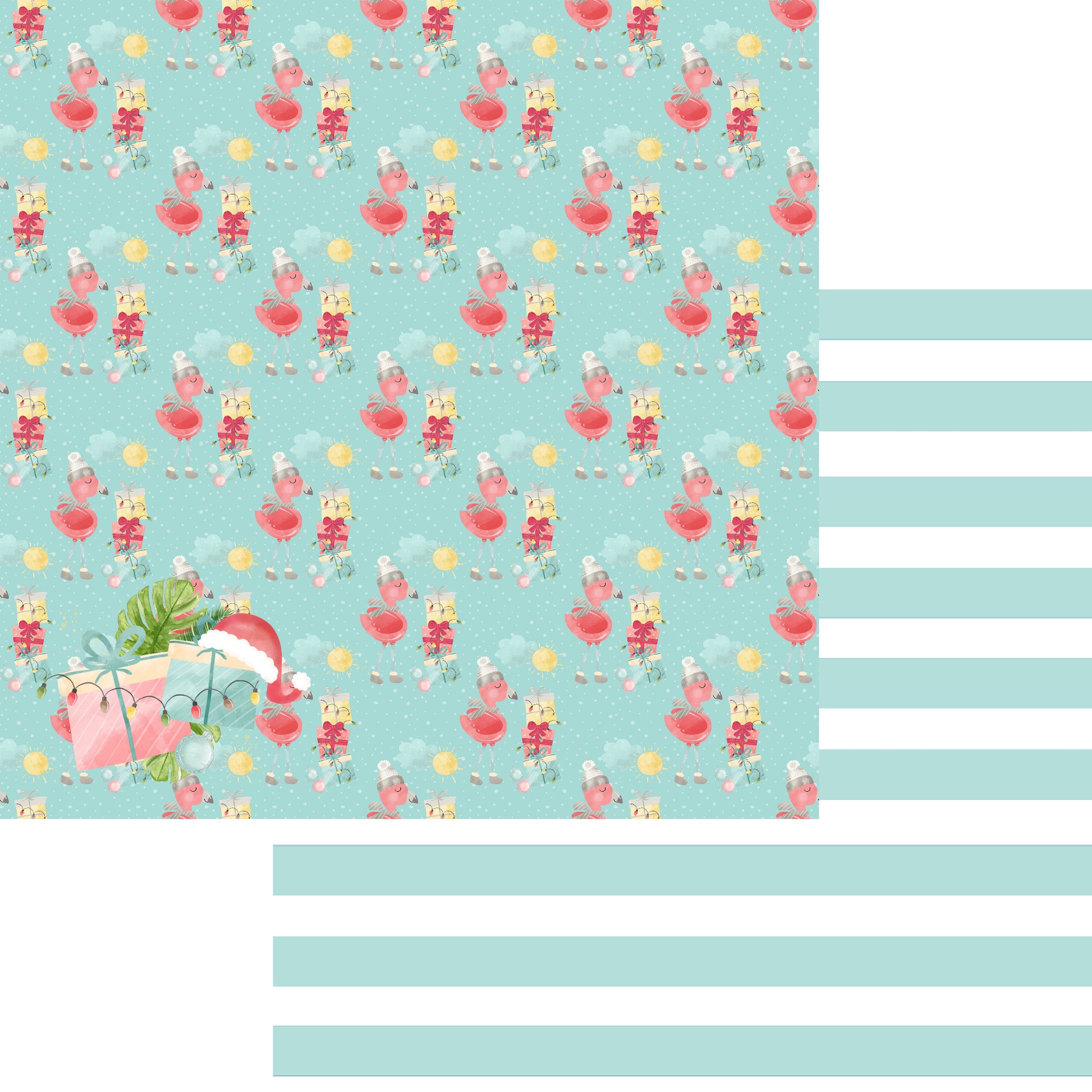 Flamingo Christmas Collection Sunshine 12 x 12 Double-Sided Scrapbook Paper - 15 Pack