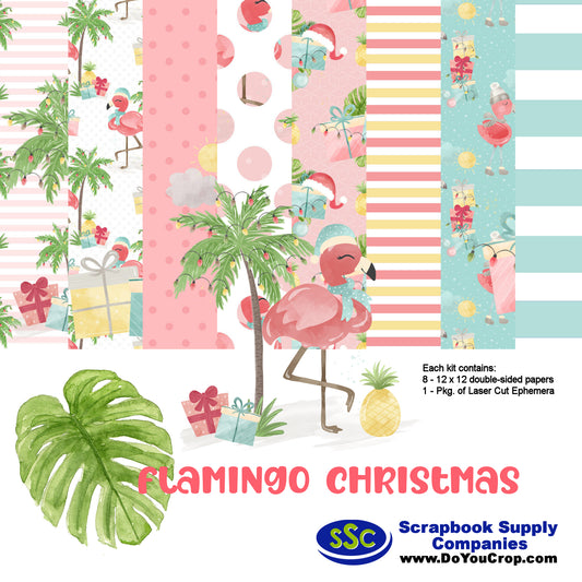 Flamingo Christmas 12 x 12 Scrapbook Paper Pack & Embellishment Kit - 3 Kits