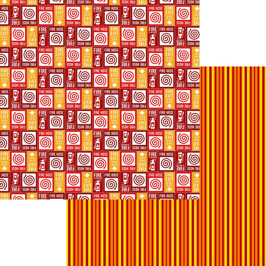 Occupation Collection Firefighter Stripes 12 x 12 Double-Sided Scrapbook Paper by SSC Designs - 15 Pack