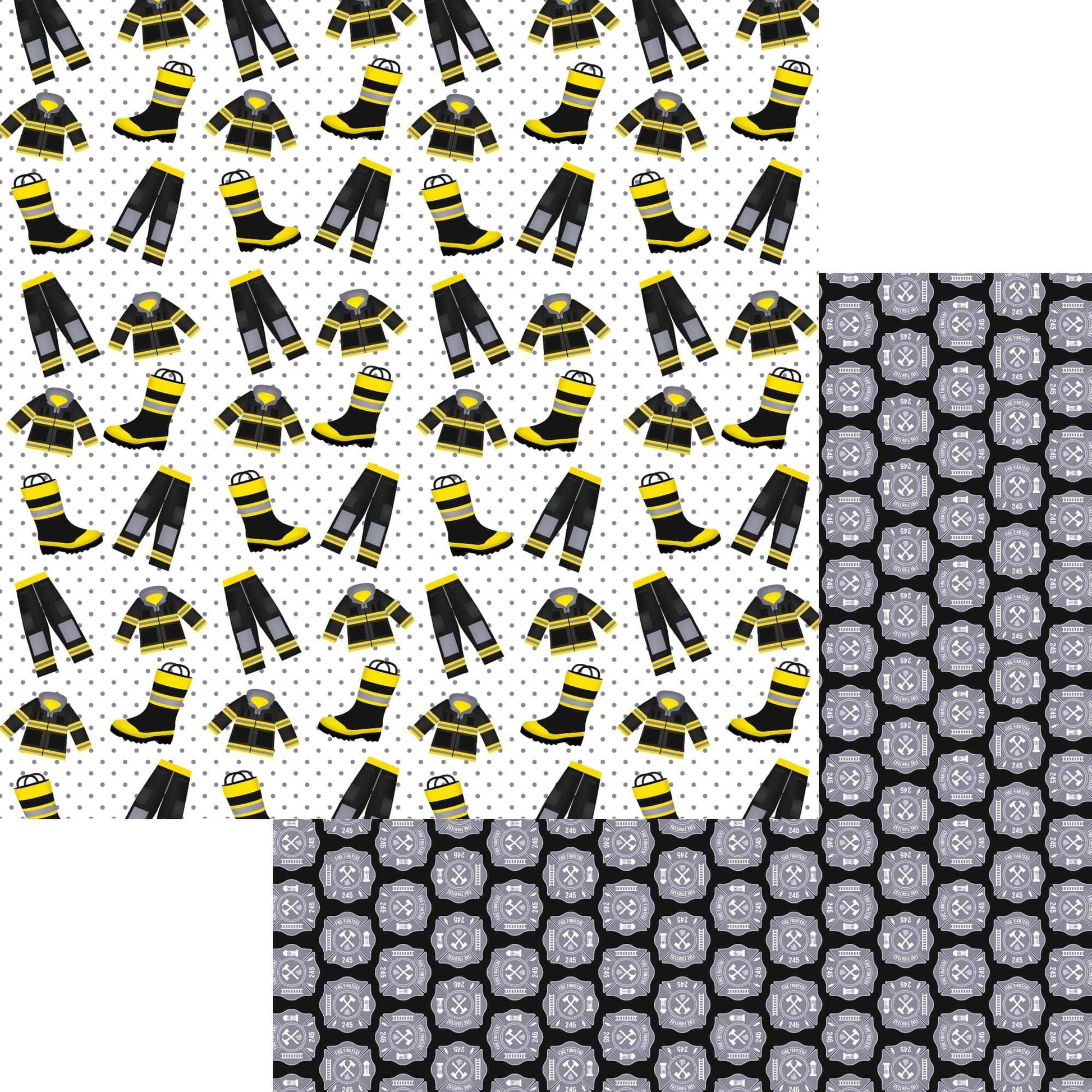 Occupation Collection Firefighter Uniform 12 x 12 Double-Sided Scrapbook Paper by SSC Designs - 15 Pack