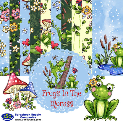 Phantasia Design's Frogs In The Morass 12 x 12 Scrapbook Paper Pack & Embellishment Kit - 3 Kits