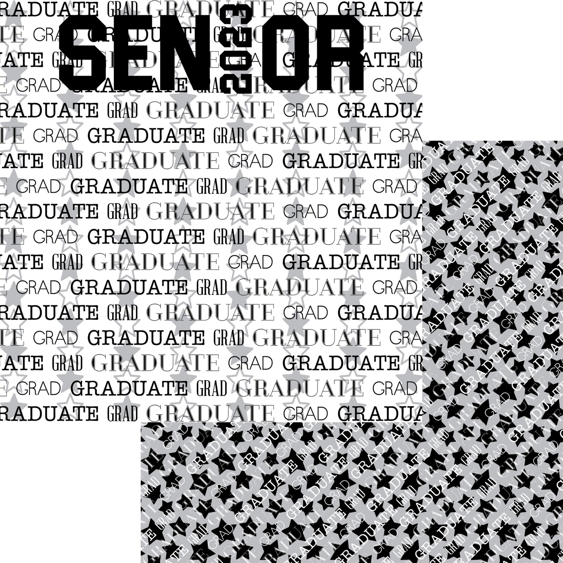 Graduation Collection 2023 Senior 12 x 12 Double-Sided Scrapbook Paper - 15 Pack