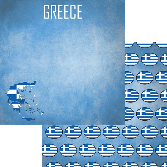 Greece Collection Flag of Greece 12 x 12 Double-Sided Scrapbook Paper by SSC Designs - 15 Pack