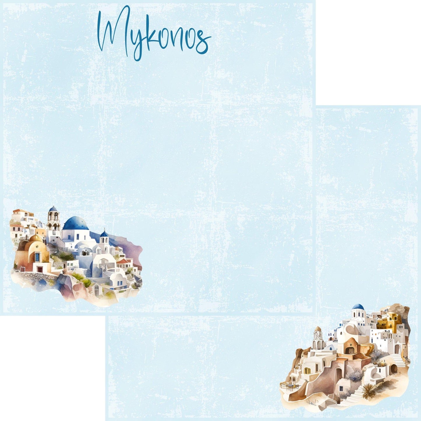 Watercolor Greece Collection Mykonos 12 x 12 Double-Sided Scrapbook Paper by SSC Designs - 15 Pack