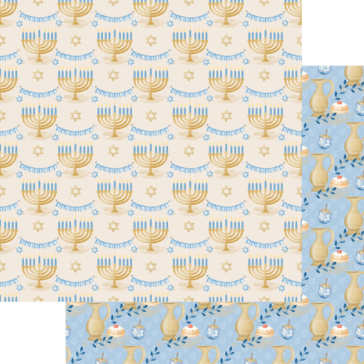 Hanukkah Collection Shine Bright 12 x 12 Double-Sided Scrapbook Paper - 15 Pack