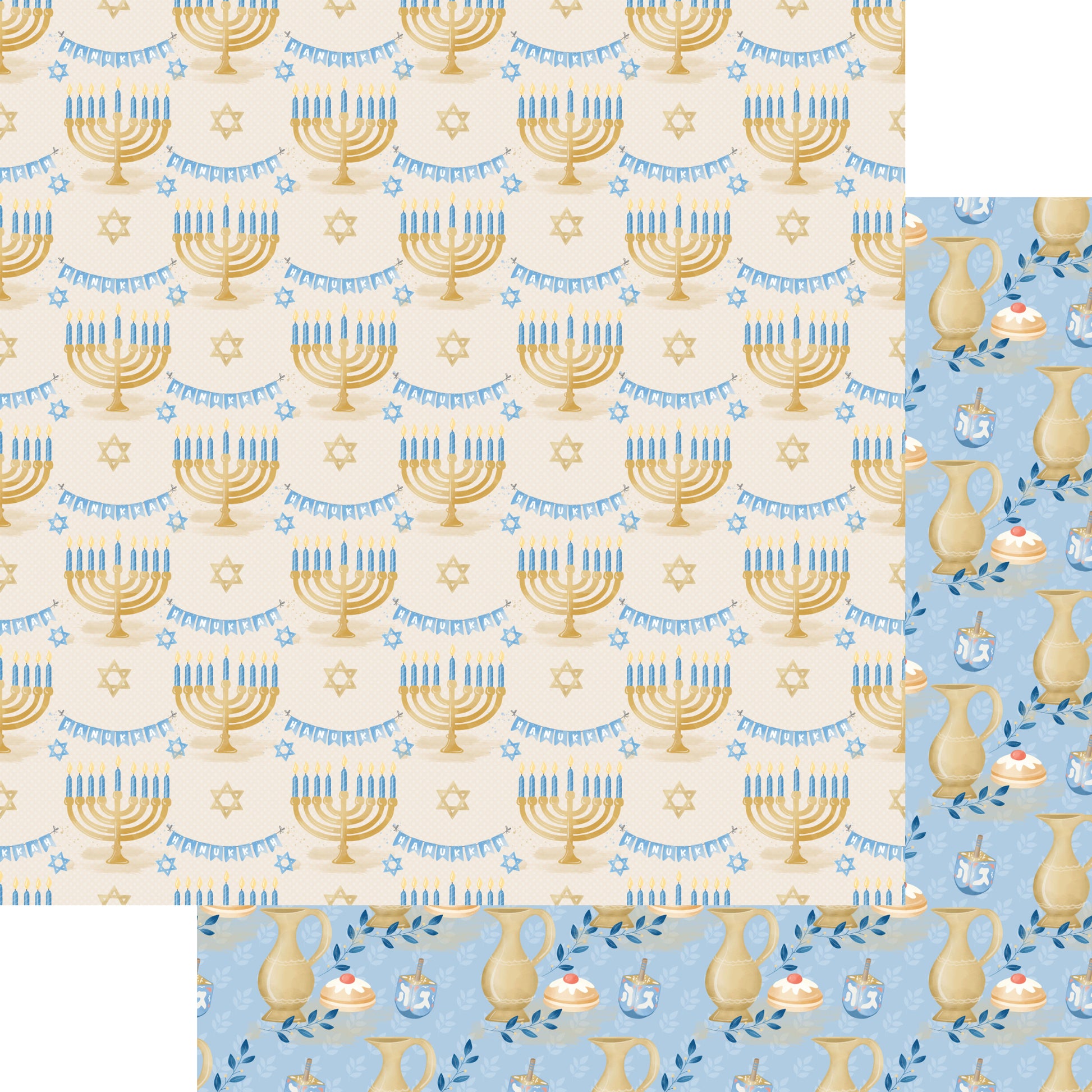 Hanukkah Collection Shine Bright 12 x 12 Double-Sided Scrapbook Paper - 15 Pack