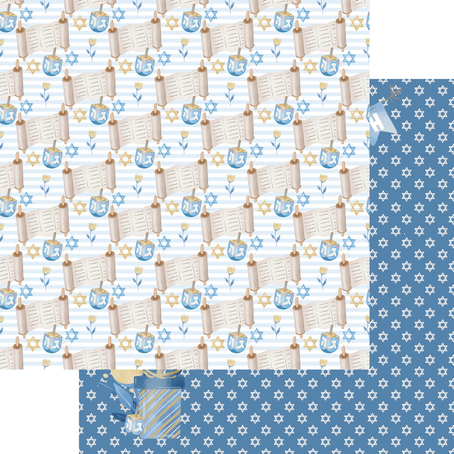 Hanukkah Collection Happy Hanukkah 12 x 12 Double-Sided Scrapbook Paper - 15 Pack