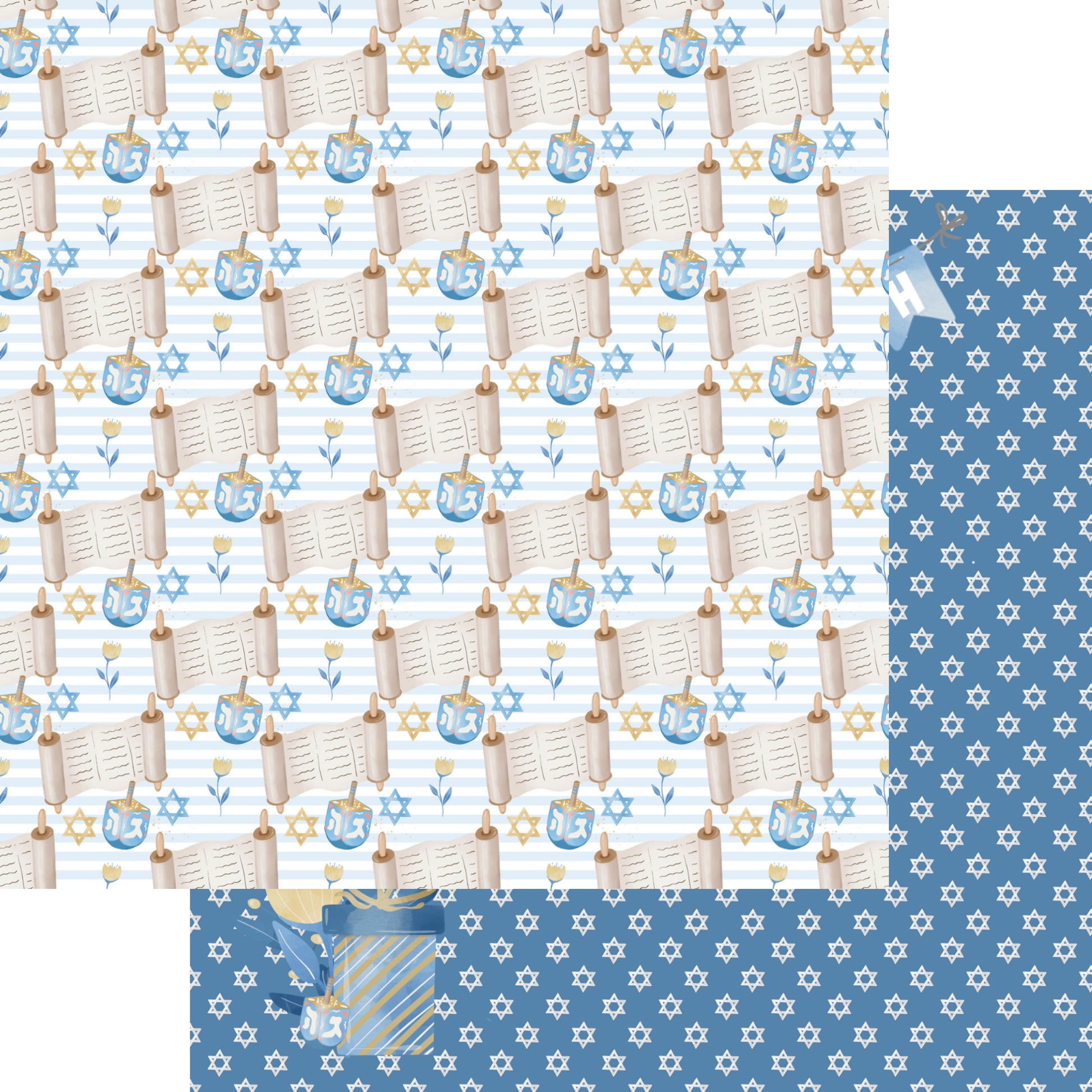 Hanukkah Collection Happy Hanukkah 12 x 12 Double-Sided Scrapbook Paper - 15 Pack