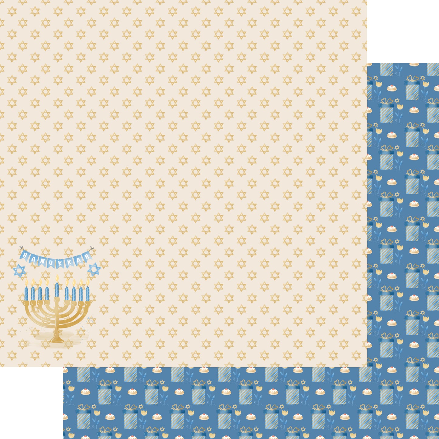 Hanukkah Collection Banner 12 x 12 Double-Sided Scrapbook Paper - 15 Pack