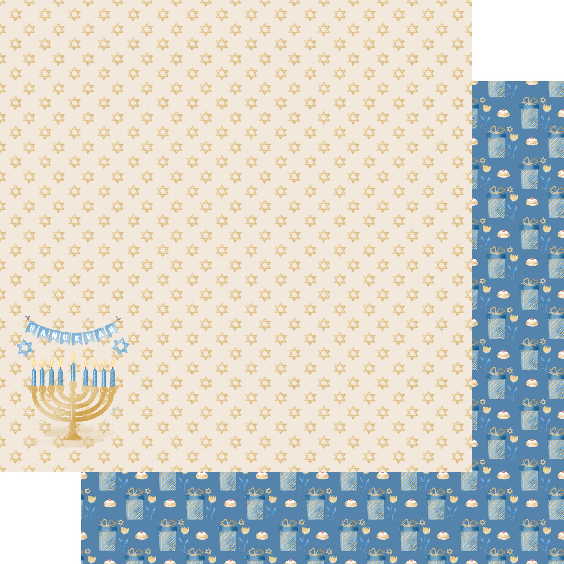 Hanukkah Collection Banner 12 x 12 Double-Sided Scrapbook Paper - 15 Pack