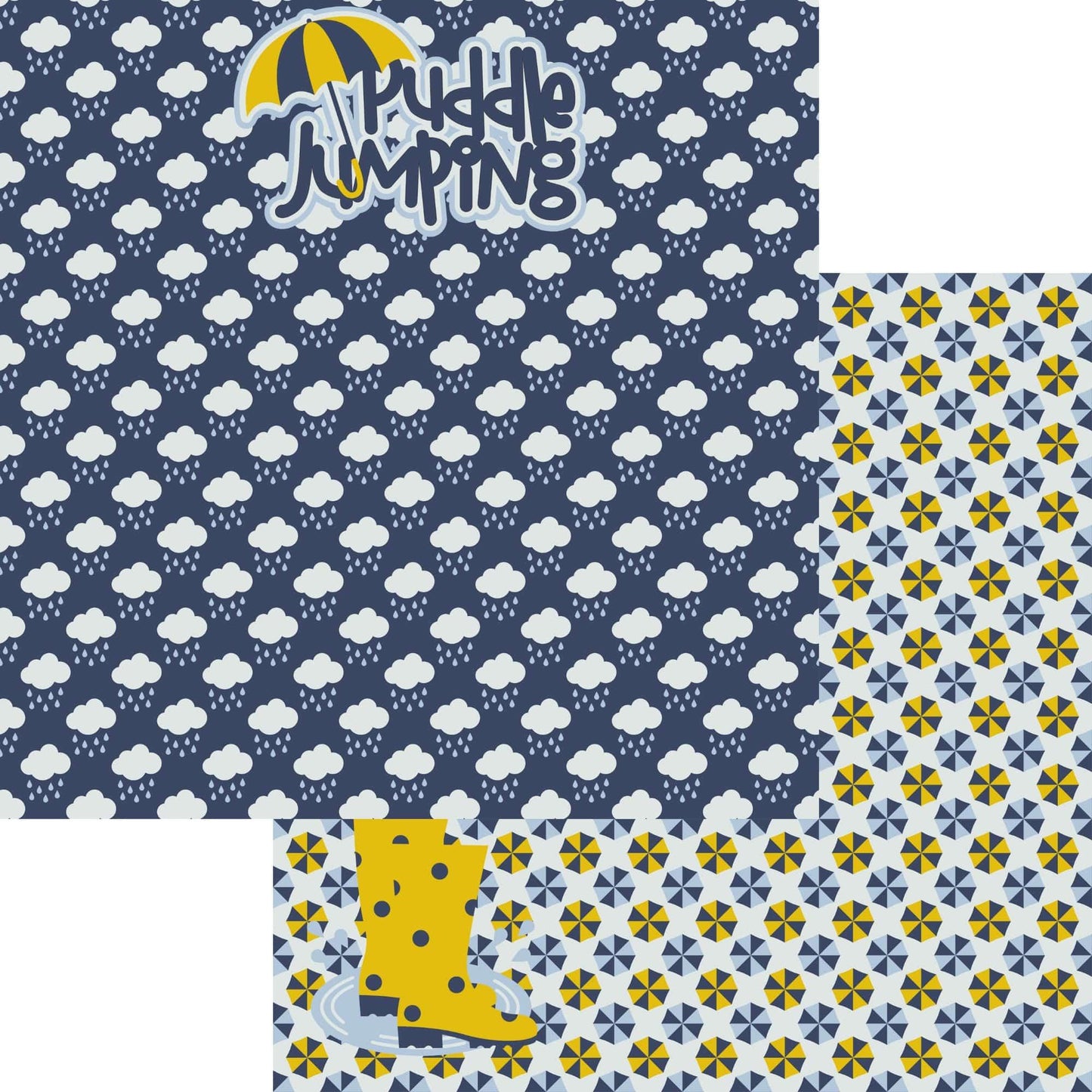 Just Fun Collection Puddle Jumping 12 x 12 Double-Sided Scrapbook Paper by SSC Designs - 15 Pack