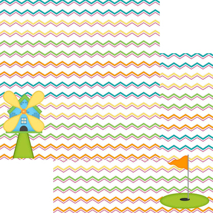 Just Fun Collection Mini Golf 12 x 12 Double-Sided Scrapbook Paper by SSC Designs - 15 Pack