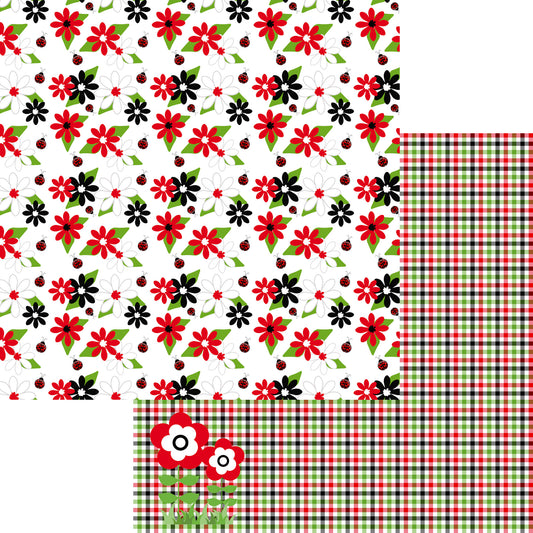 Ladybug Love Collection Perfect Plaid 12 x 12 Double-Sided Scrapbook Paper by SSC Designs - 15 Pack