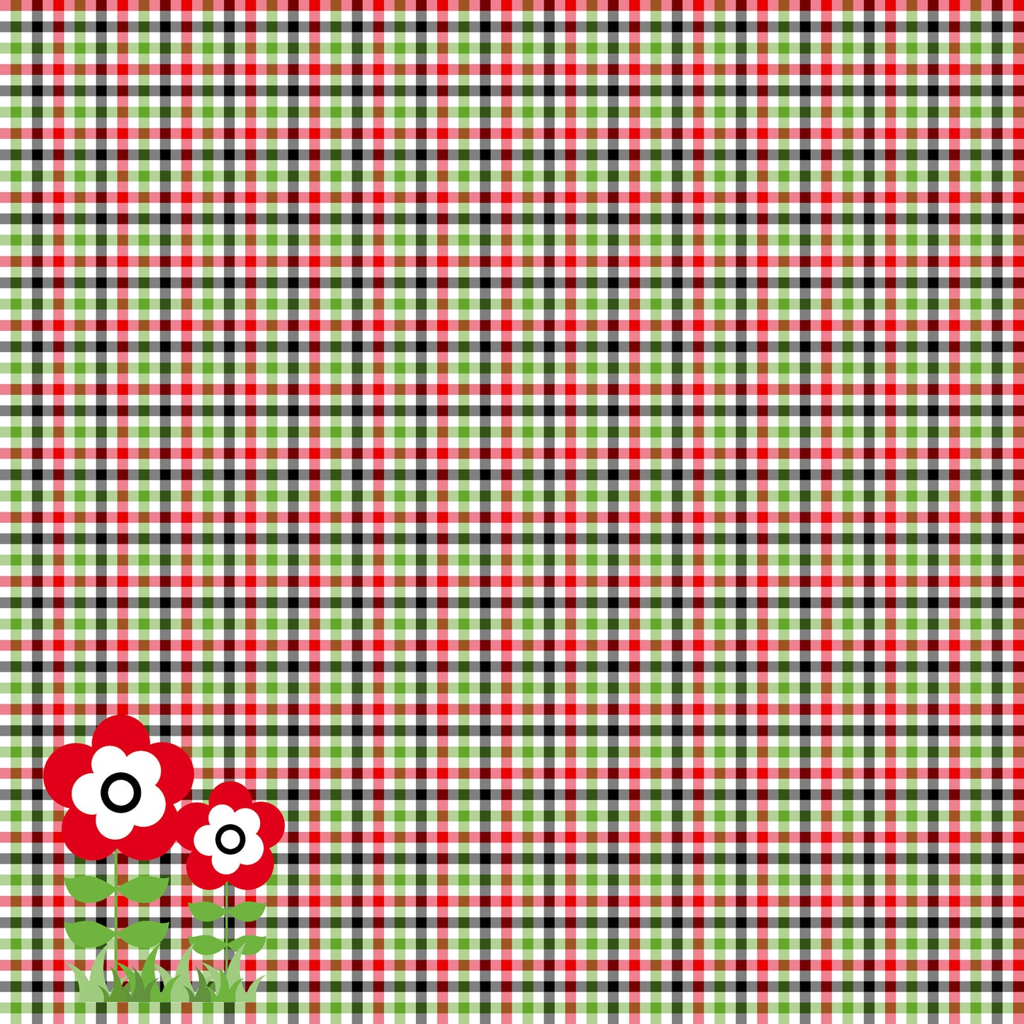 Ladybug Love Collection Perfect Plaid 12 x 12 Double-Sided Scrapbook Paper by SSC Designs - 15 Pack