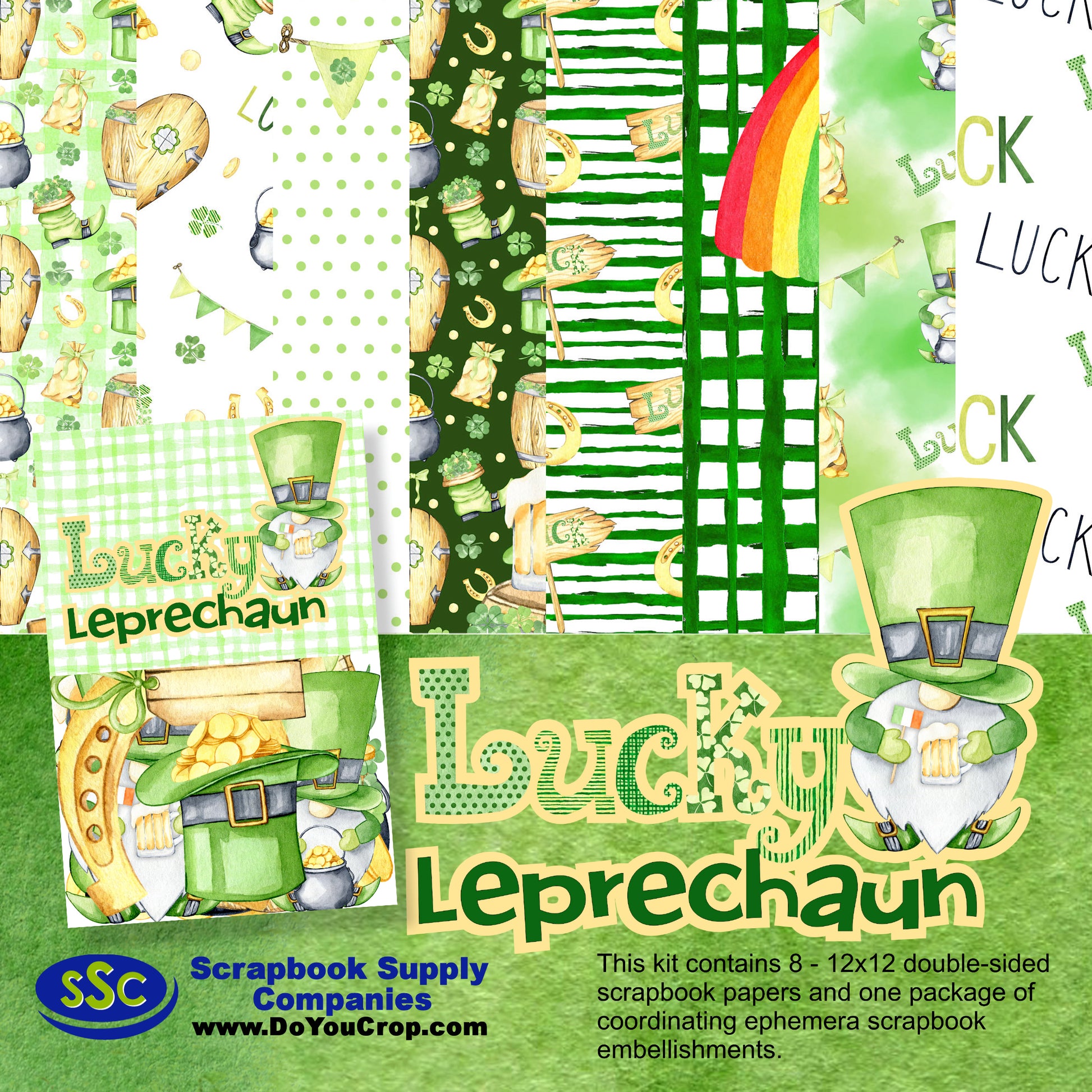 Lucky Leprechaun 12 x 12 Scrapbook Paper Pack & Embellishment Kit - 3 Kits