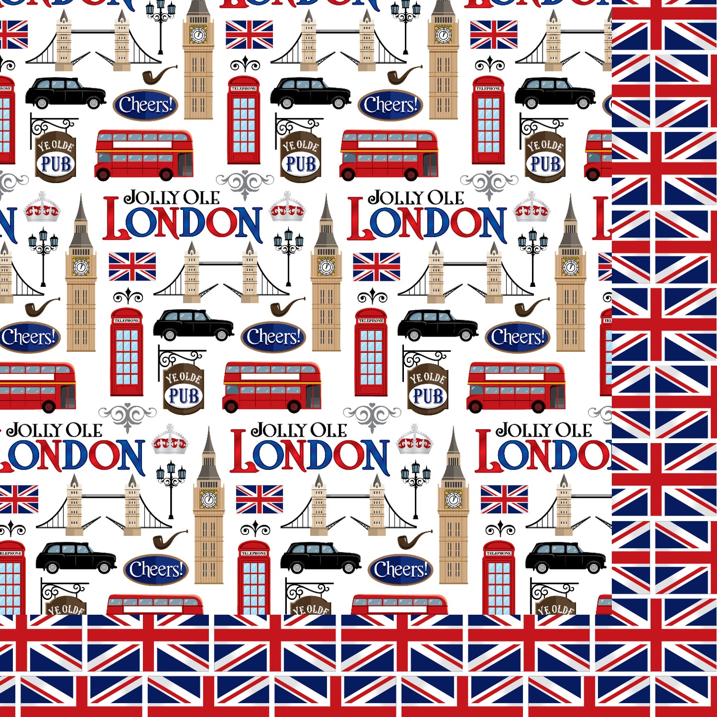 MNineDesign's Jolly Ole London Collection London Icons 12 x 12 Double-Sided Scrapbook Paper - 15 Pack