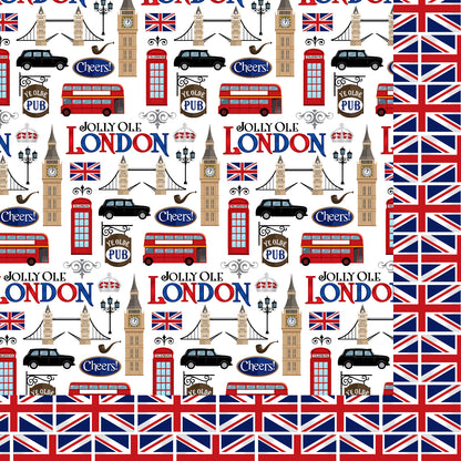 MNineDesign's Jolly Ole London Collection London Icons 12 x 12 Double-Sided Scrapbook Paper - 15 Pack