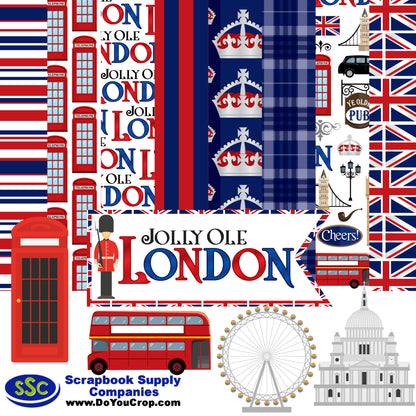 MNineDesign's Jolly Ole London 12 x 12 Scrapbook Paper Pack & Embellishment Kit - 3 Kits