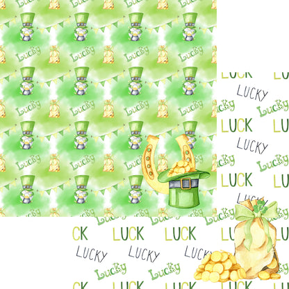 Lucky Leprechaun Collection Horseshoe Happiness 12 x 12 Double-Sided Scrapbook Paper - 15 Pack