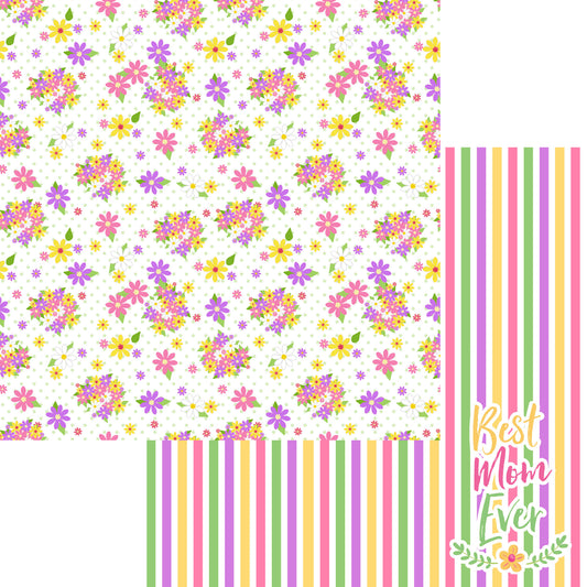 Mother's Day Collection Best Mom Ever 12 x 12 Double-Sided Scrapbook Paper by SSC Designs - 15 Pack