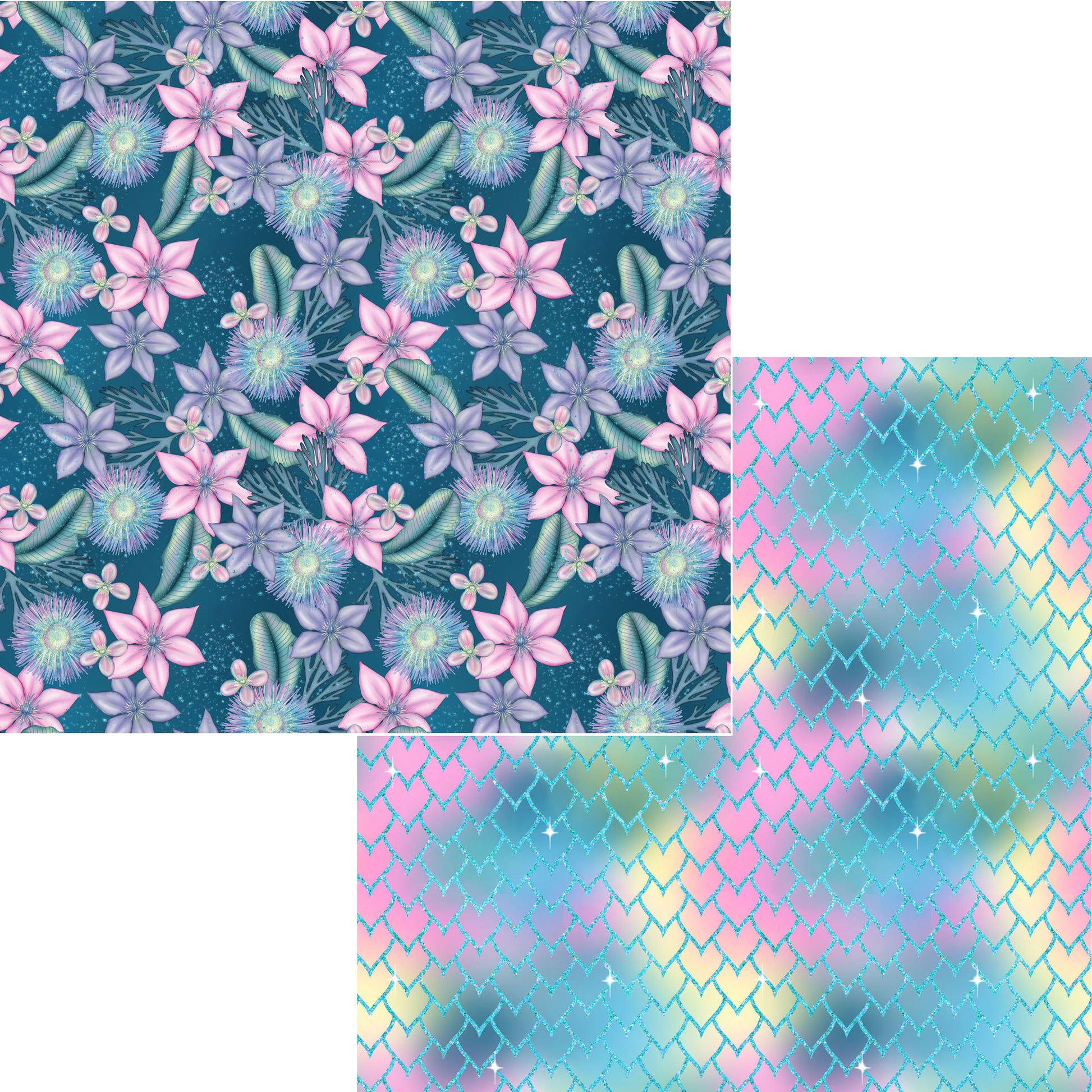 Gaynor Carradice's Mermaids & Seashells Collection Mermaid Scales 12 x 12 Double-Sided Scrapbook Paper - 15 Pack