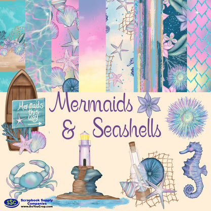 Gaynor Carradice's Mermaids & Seashells Collection 12 x 12 Scrapbook Paper Pack & Ephemera Kit - 3 Kits