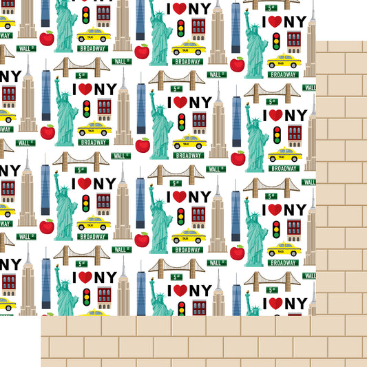 MNineDesign's New York Collection New York Icons 12 x 12 Double-Sided Scrapbook Paper - 15 Pack