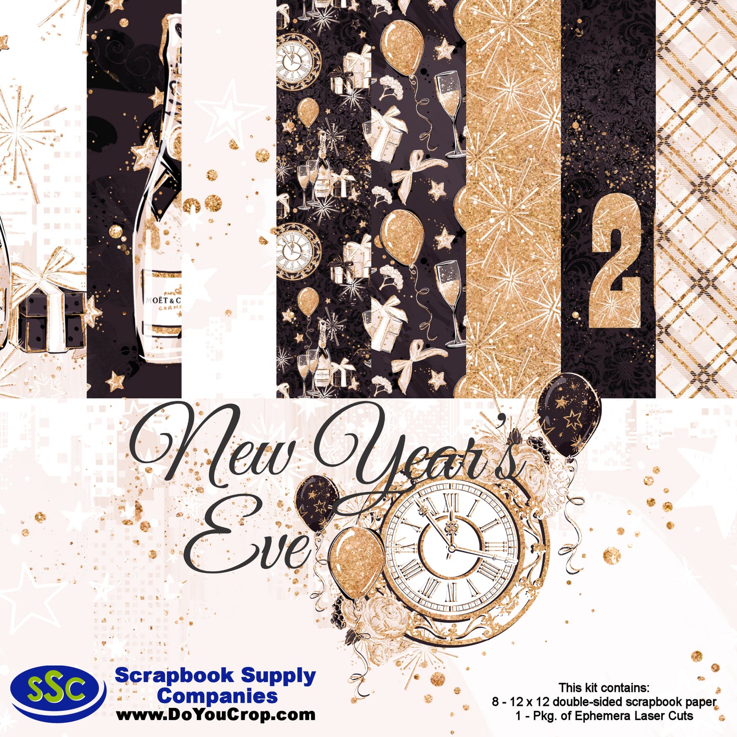 New Year's Eve 2023 Celebration Collection 12 x 12 Scrapbook Paper Pack & Embellishment Kit -3 Kits