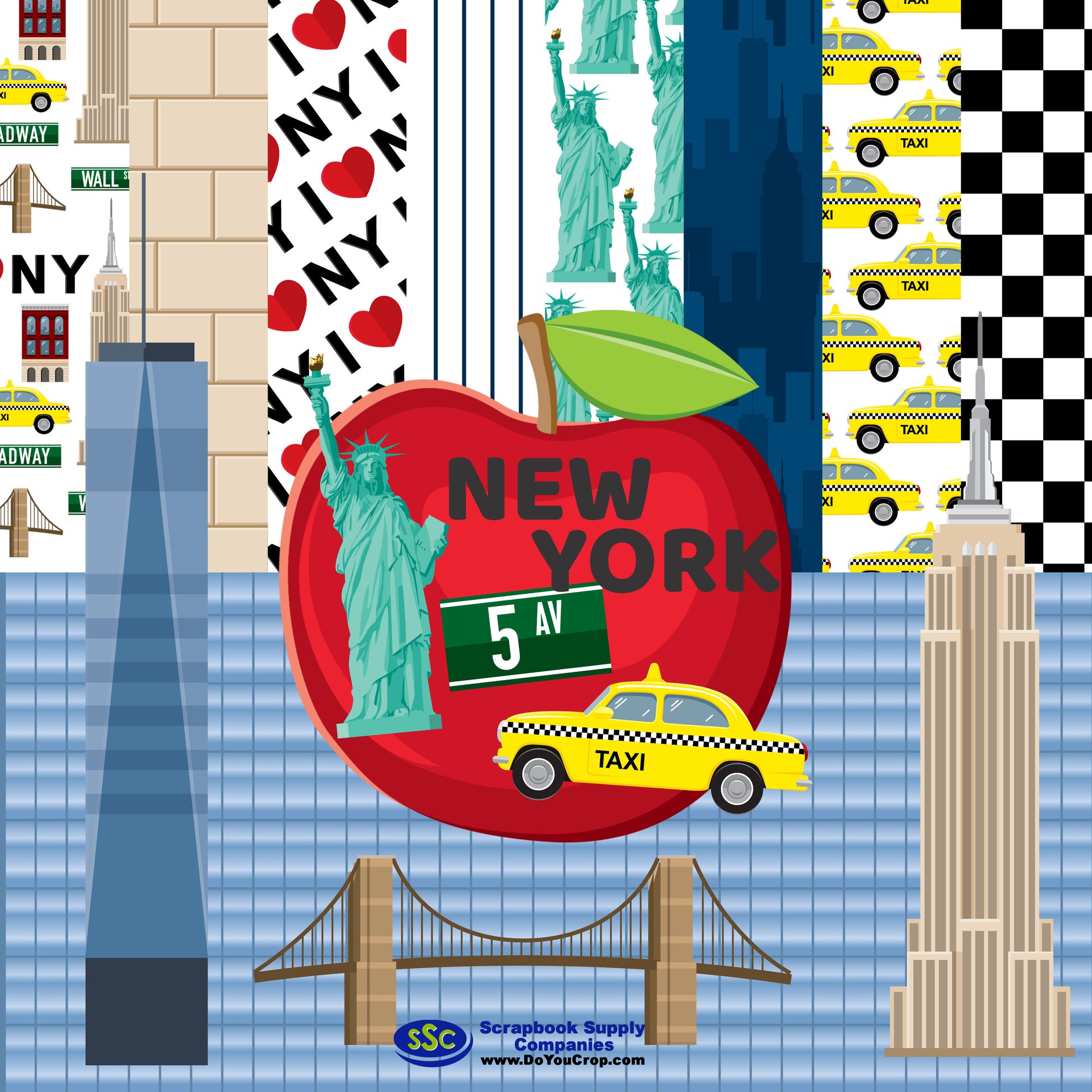 MNineDesign's New York 12 x 12 Scrapbook Paper Pack & Embellishment Kit - 3 Kits