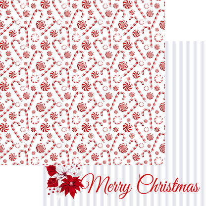 Peppermint Christmas Collection Merry Christmas 12 x 12 Double-Sided Scrapbook Paper - 15 Pack