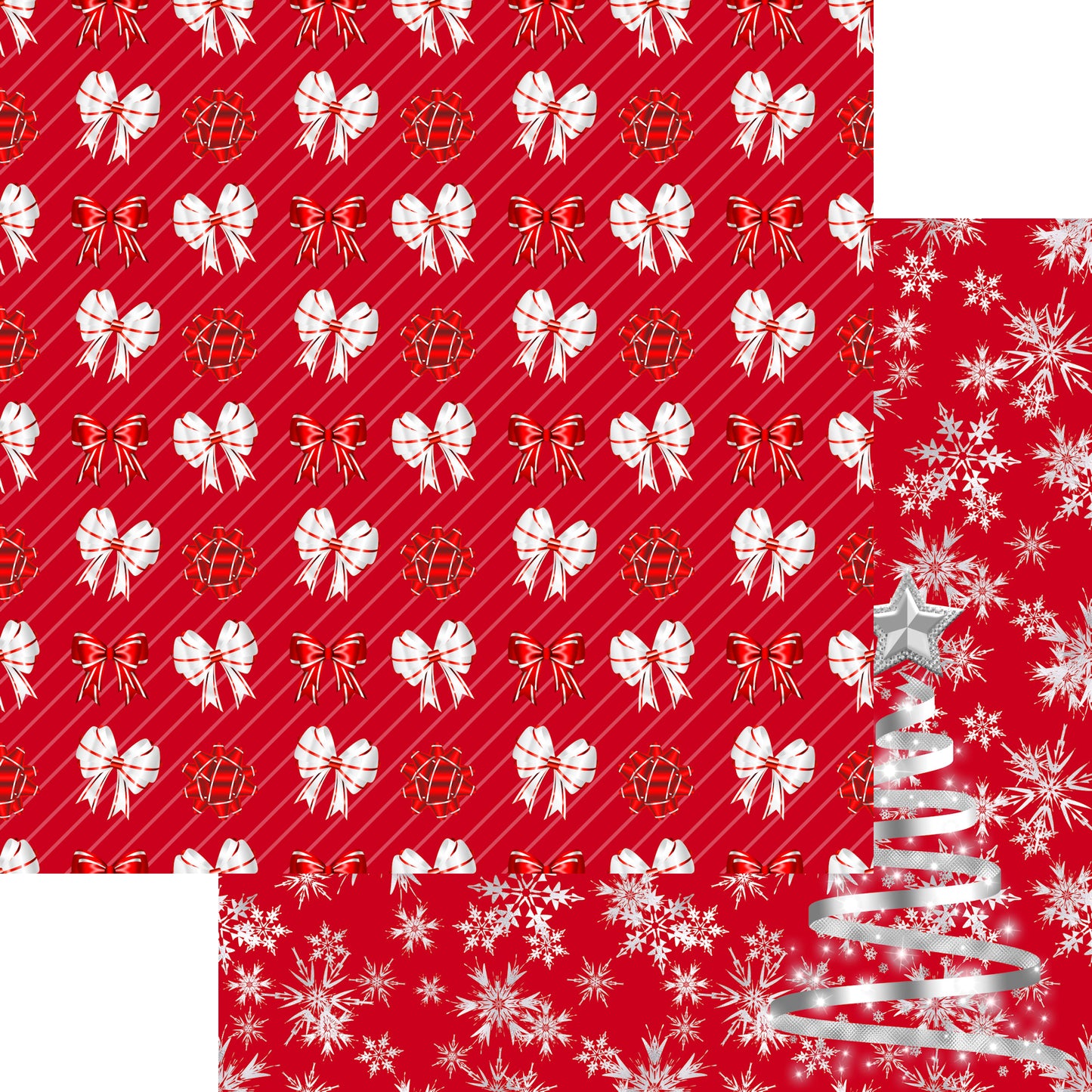 Peppermint Christmas Collection Snazzy Snowflakes 12 x 12 Double-Sided Scrapbook Paper - 15 Pack