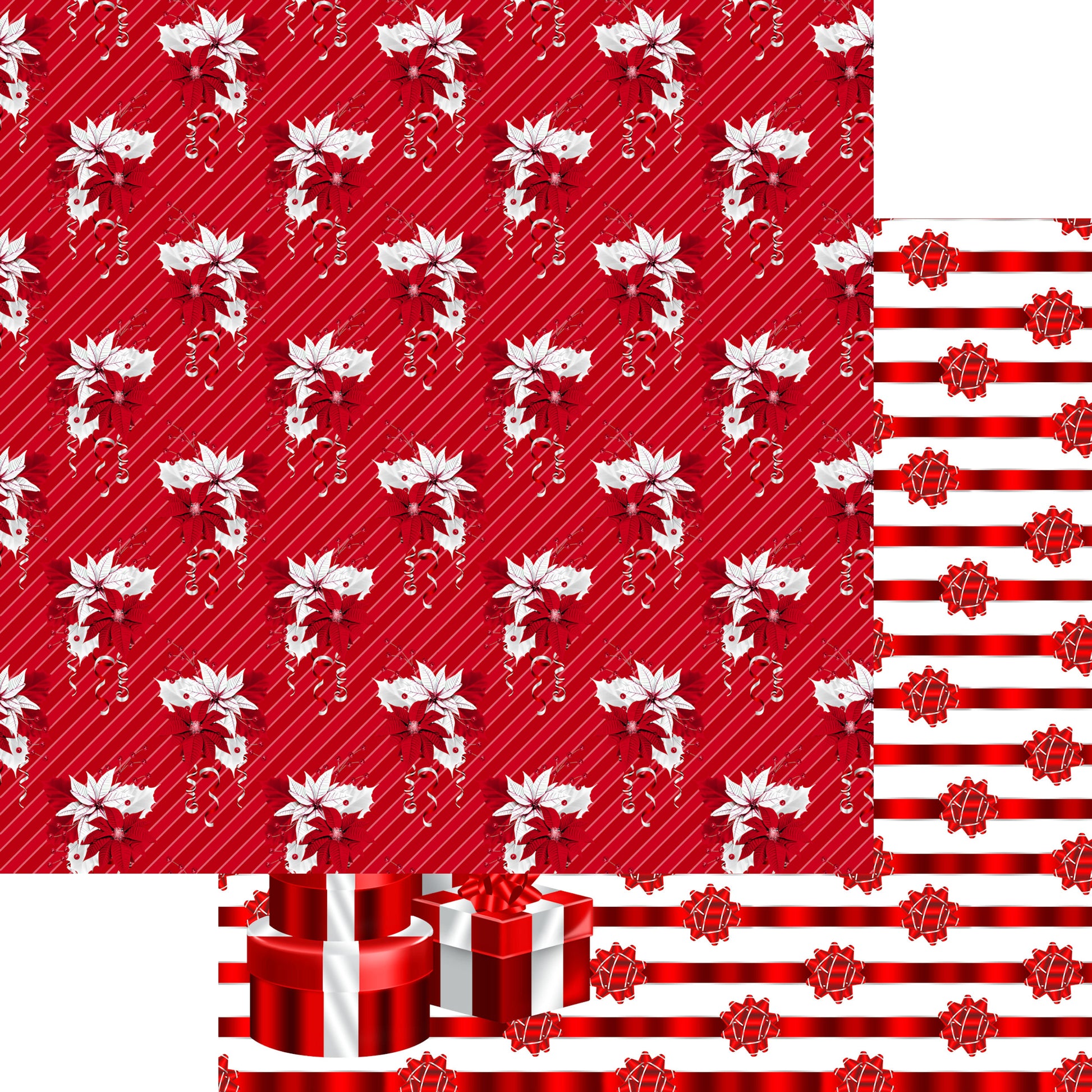 Peppermint Christmas Collection Put A Bow On It 12 x 12 Double-Sided Scrapbook Paper - 15 Pack