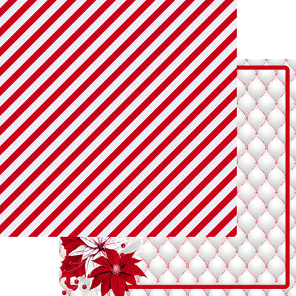 Peppermint Christmas Collection Poinsettias 12 x 12 Double-Sided Scrapbook Paper - 15 Pack