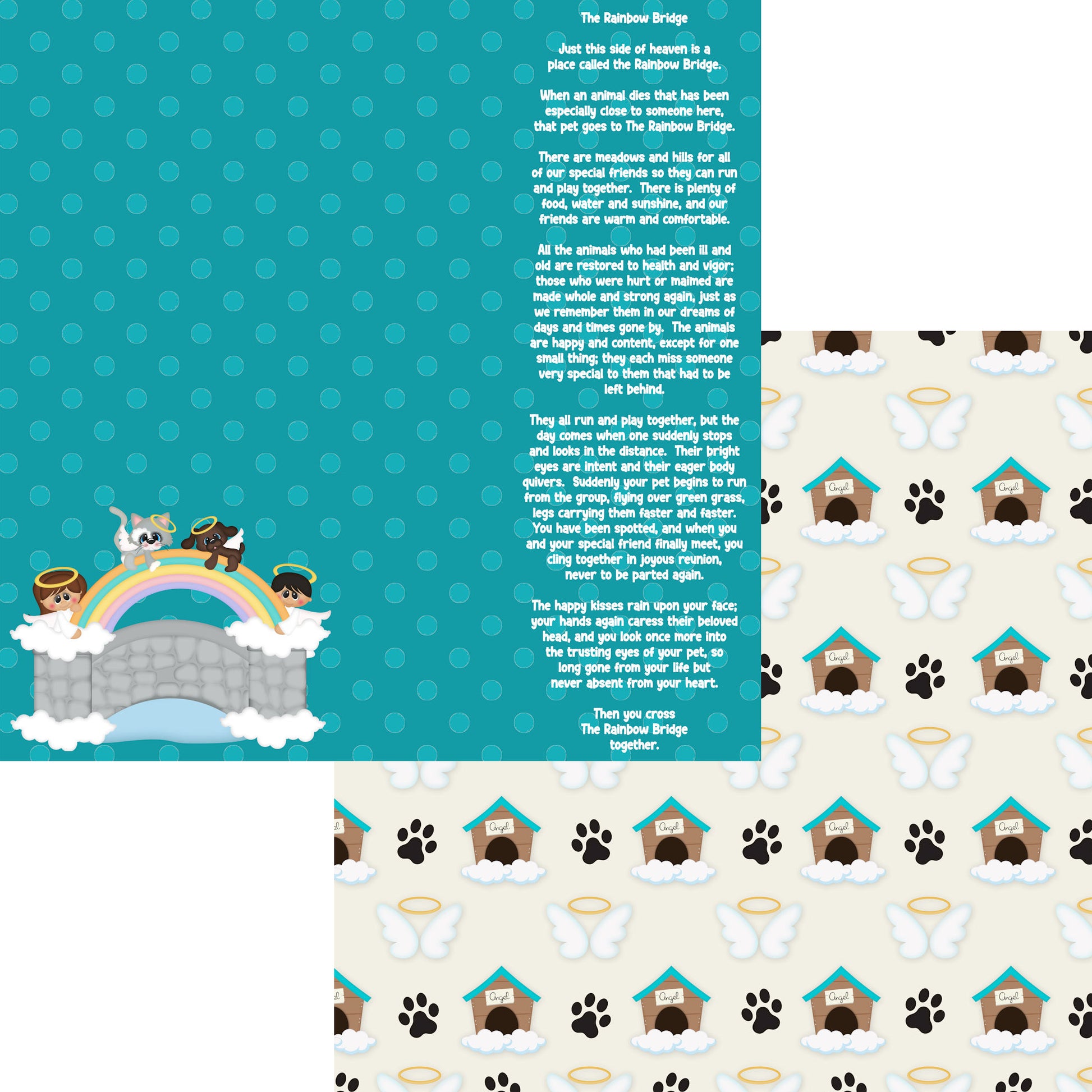 NSDesign's All Pets Go To Heaven Collection Rainbow Bridge 12 x 12 Double-Sided Scrapbook Paper - 15 Pack