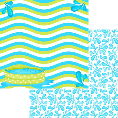 Pool Party Collection Pop Up Pool 12 x 12 Double-Sided Scrapbook Paper by SSC Designs - 15 Pack