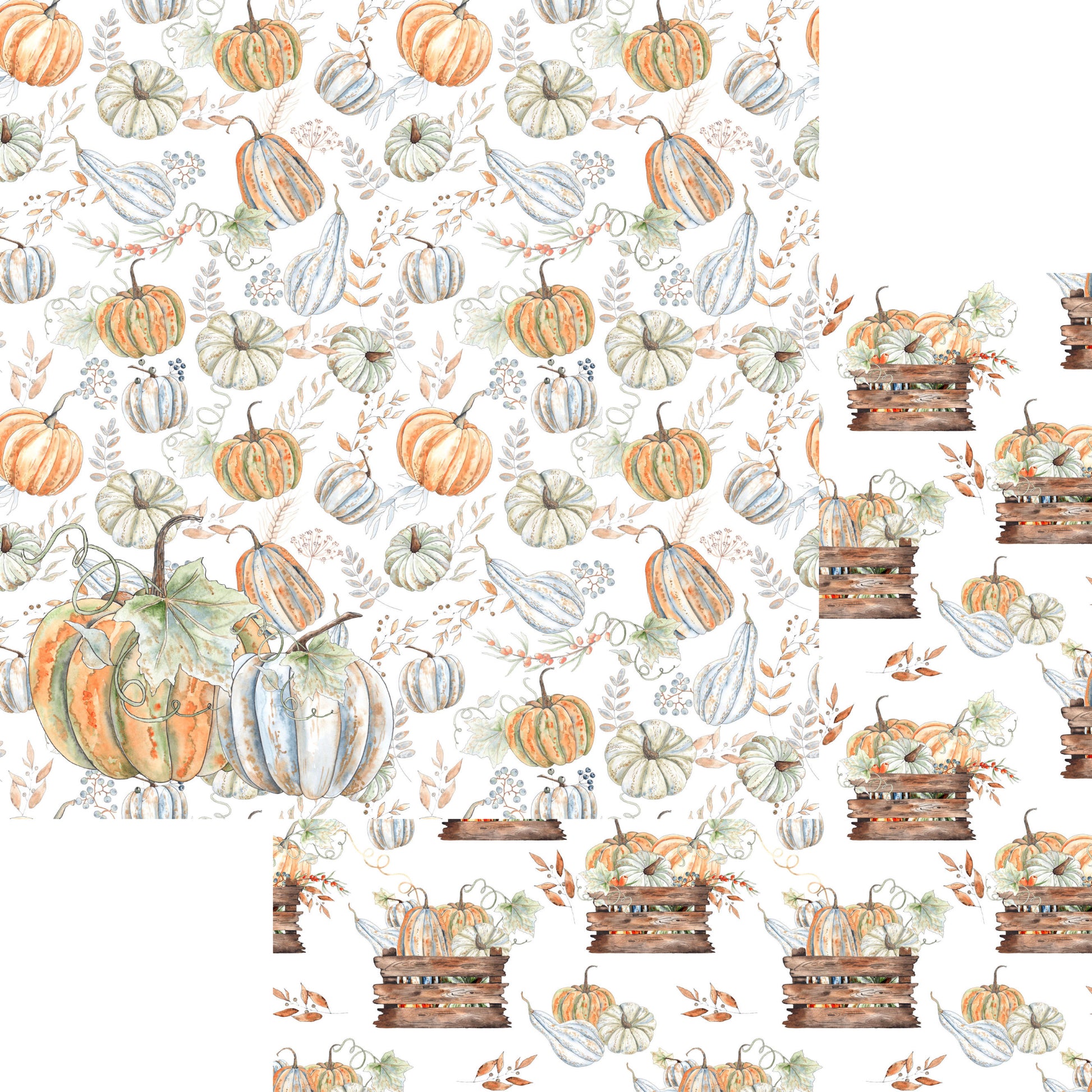 Pumpkin Patch Collection Pumpkin Harvest 12 x 12 Double-Sided Scrapbook Paper - 15 Pack