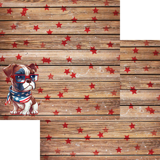 Patriotic Pups Collection Boxer 12 x 12 Double-Sided Scrapbook Paper by SSC Designs - 15 Pack