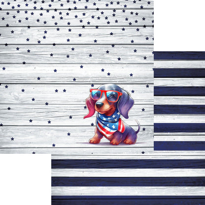 Patriotic Pups Collection Dachshund 12 x 12 Double-Sided Scrapbook Paper by SSC Designs - 15 Pack