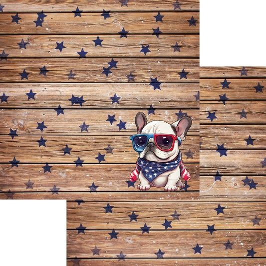 Patriotic Pups Collection French Bulldog 12 x 12 Double-Sided Scrapbook Paper by SSC Designs - 15 Pack