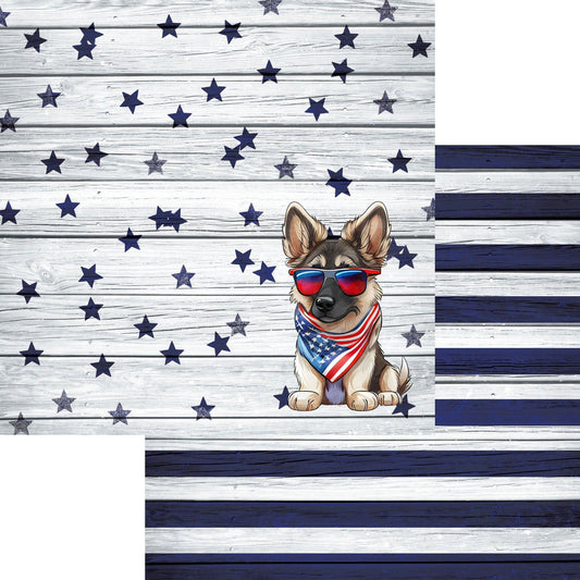 Patriotic Pups Collection German Shephard 12 x 12 Double-Sided Scrapbook Paper by SSC Designs - 15 Pack