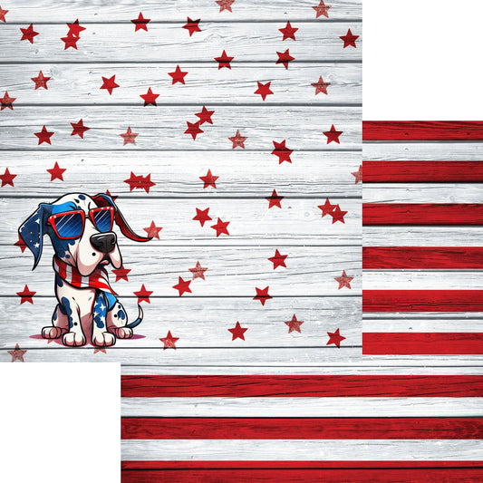 Patriotic Pups Collection Great Dane 12 x 12 Double-Sided Scrapbook Paper by SSC Designs - 15 Pack